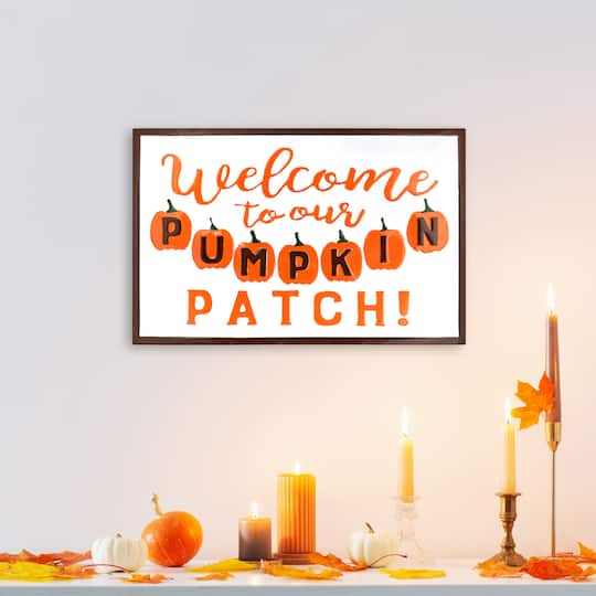 20" Orange & White Welcome to Our Pumpkin Patch Metal Wall Décor By Northlight | 12.75" x 20.25" | Michaels®